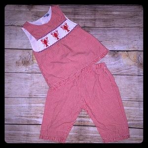 Lobster Smocked Girls 2 piece set